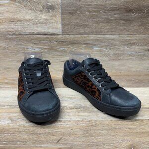 Born Black Leather Cheetah Print Sneakers Women's See Pictures for Sizing